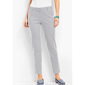 Talbots Womens 8 Black White Hampshire Ankle Pant Lightweight Slim Fit Casual